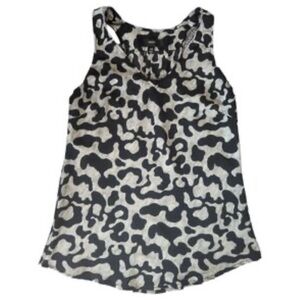 Mossimo Top Black & White Leopard Sketch Pattern V-Neck Scrunch Halter Back